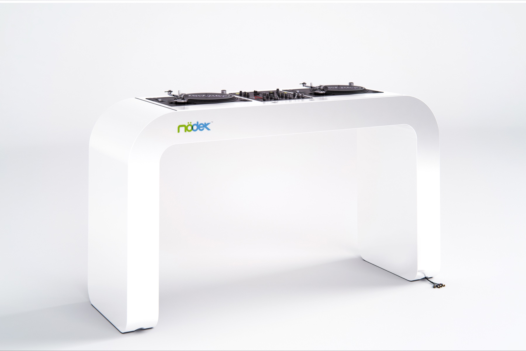 Cabina MÖDEK EVOLUTION PRO en blanco brillo, vista de perfil con logotipo MÖDEK